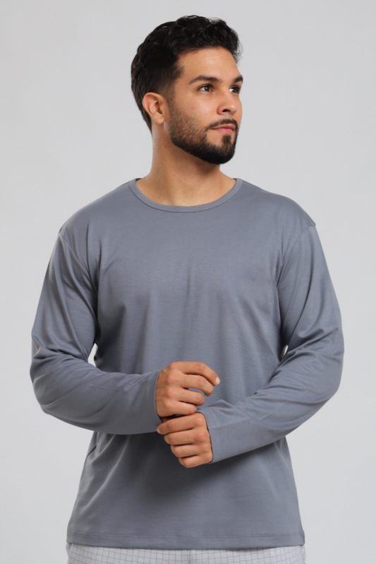 Polo Piero manga larga gris 100% algodón pima premium