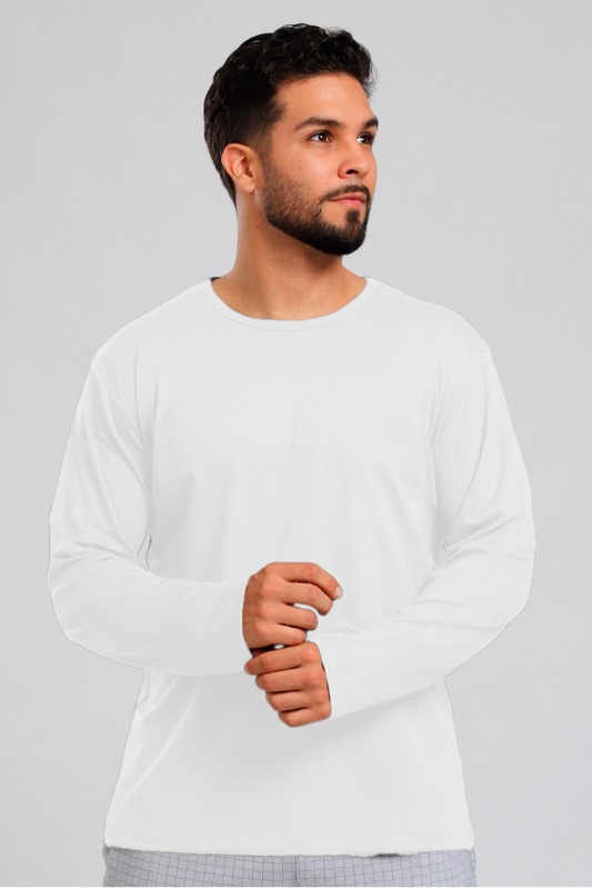 Polo Piero manga larga blanco 100% algodón pima premium