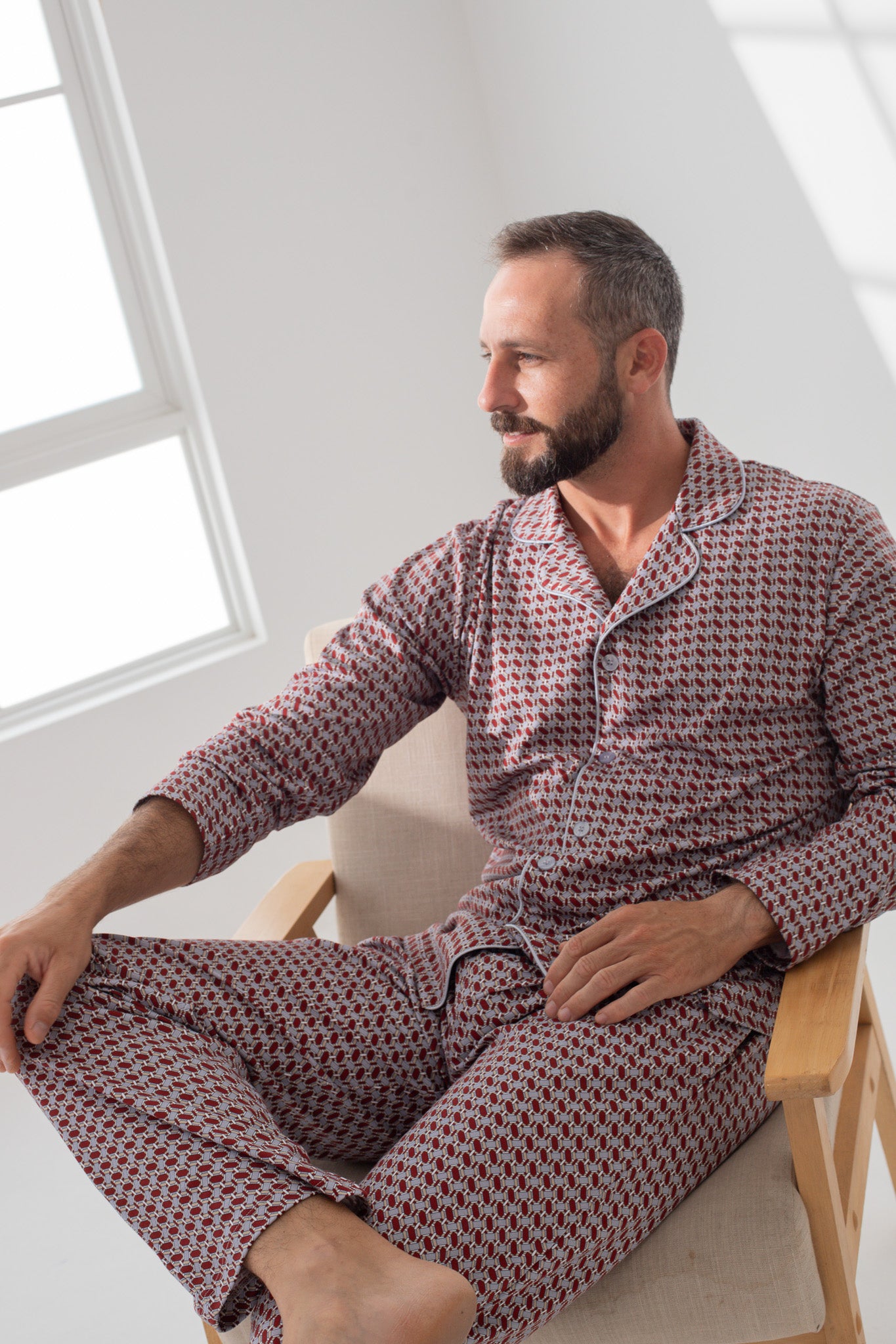 Pijama Doménico Pantalón 100% algodón Premium - Mosaico Red