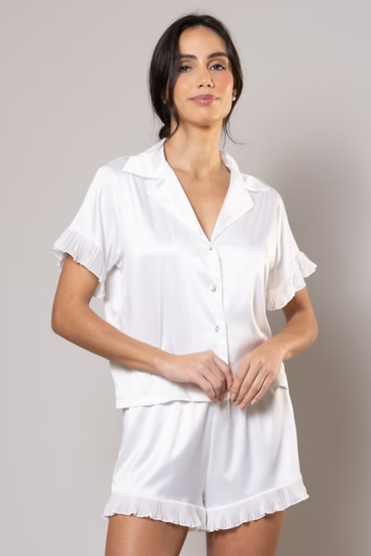 Pijama Short Romantica Off White - Bride Collection