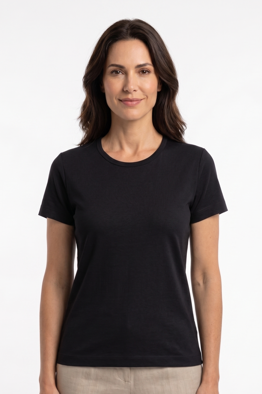 Polo Chiara manga Corta Negro 100% algodón pima premium