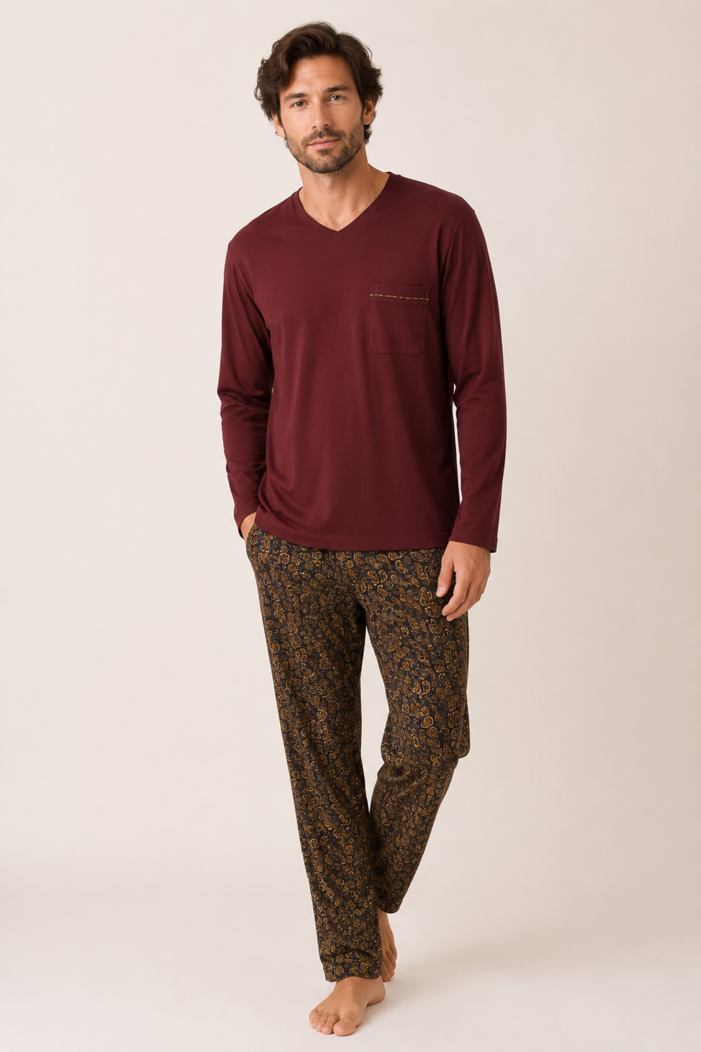 Pijama Piero Pantalón 100% algodón Premium - Mini Vichi Gris Collection