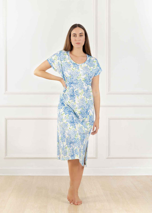 Camisón Karen Largo 100% algodón Premium - Blue Gardenia Collection