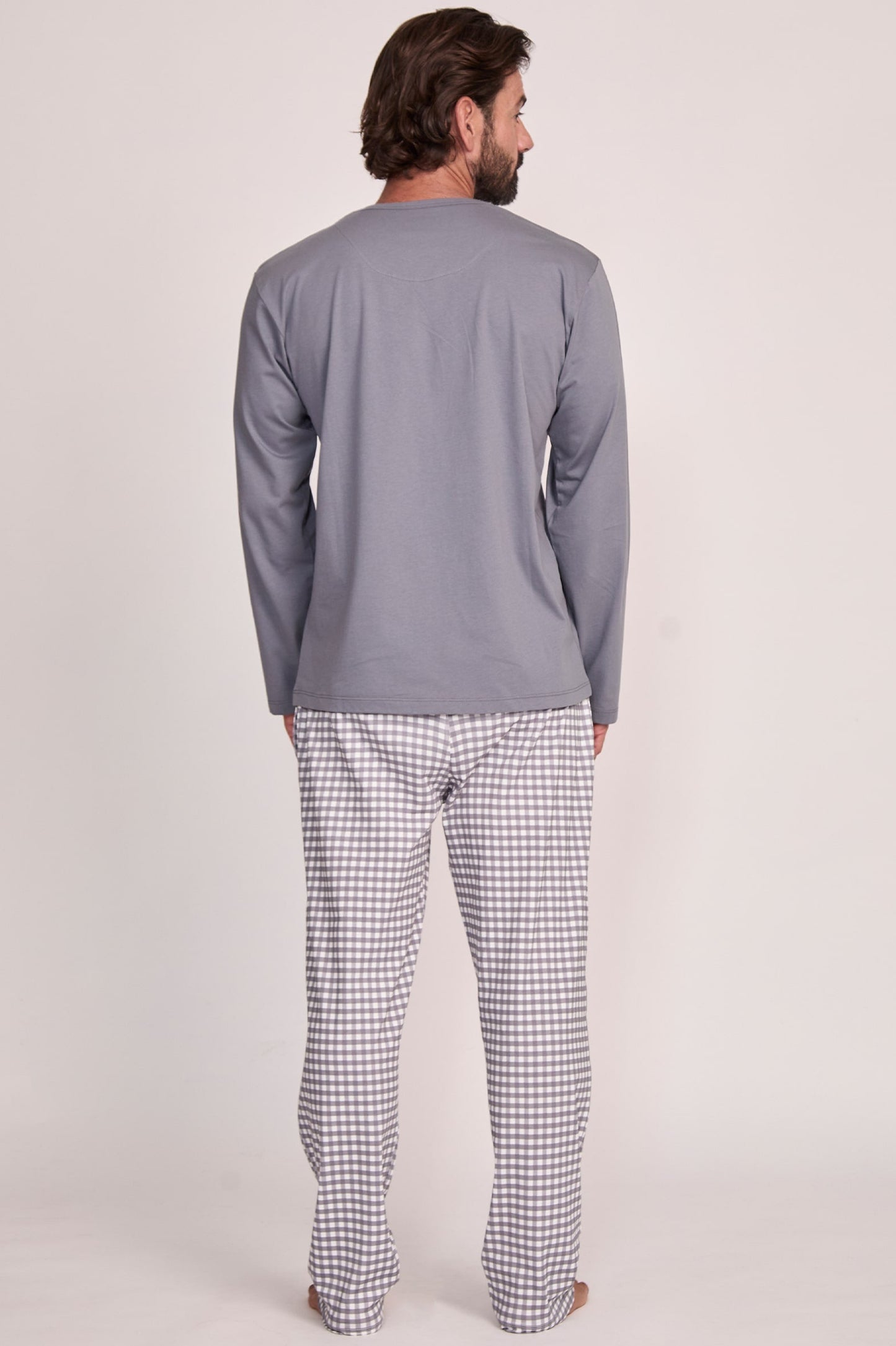 Pijama Piero Pantalón 100% algodón Premium - Mini Vichi Gris Collection