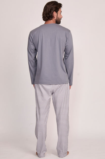 Pijama Piero Pantalón 100% algodón Premium - Mini Vichi Gris Collection