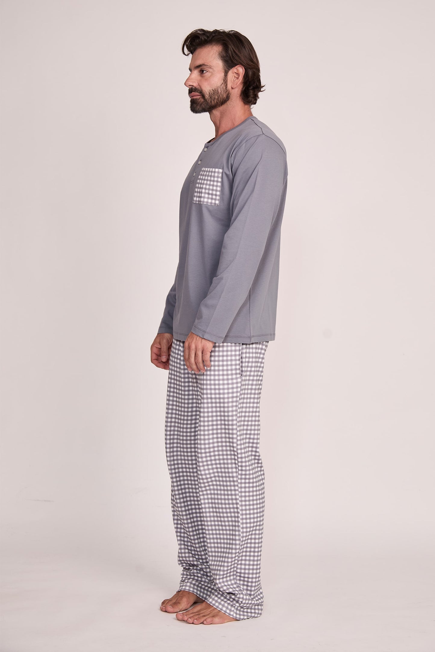 Pijama Guido Pantalón 100% algodón Premium - Mini Vichy Gris Colletion