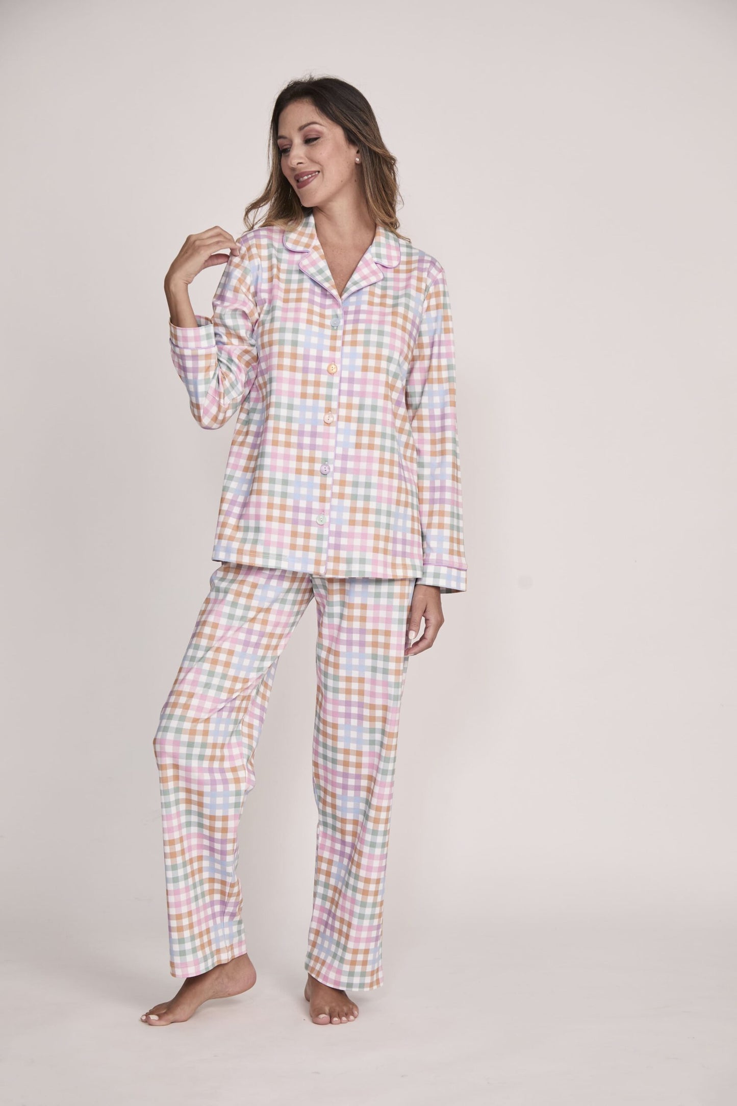 Pijama Monalisa Pantalón 100% algodón Premium - Happy Vichy Collection