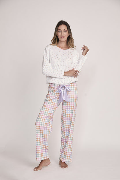 Pijama Cozy Pantalón 100% algodón Premium - Happy Vichy Collection