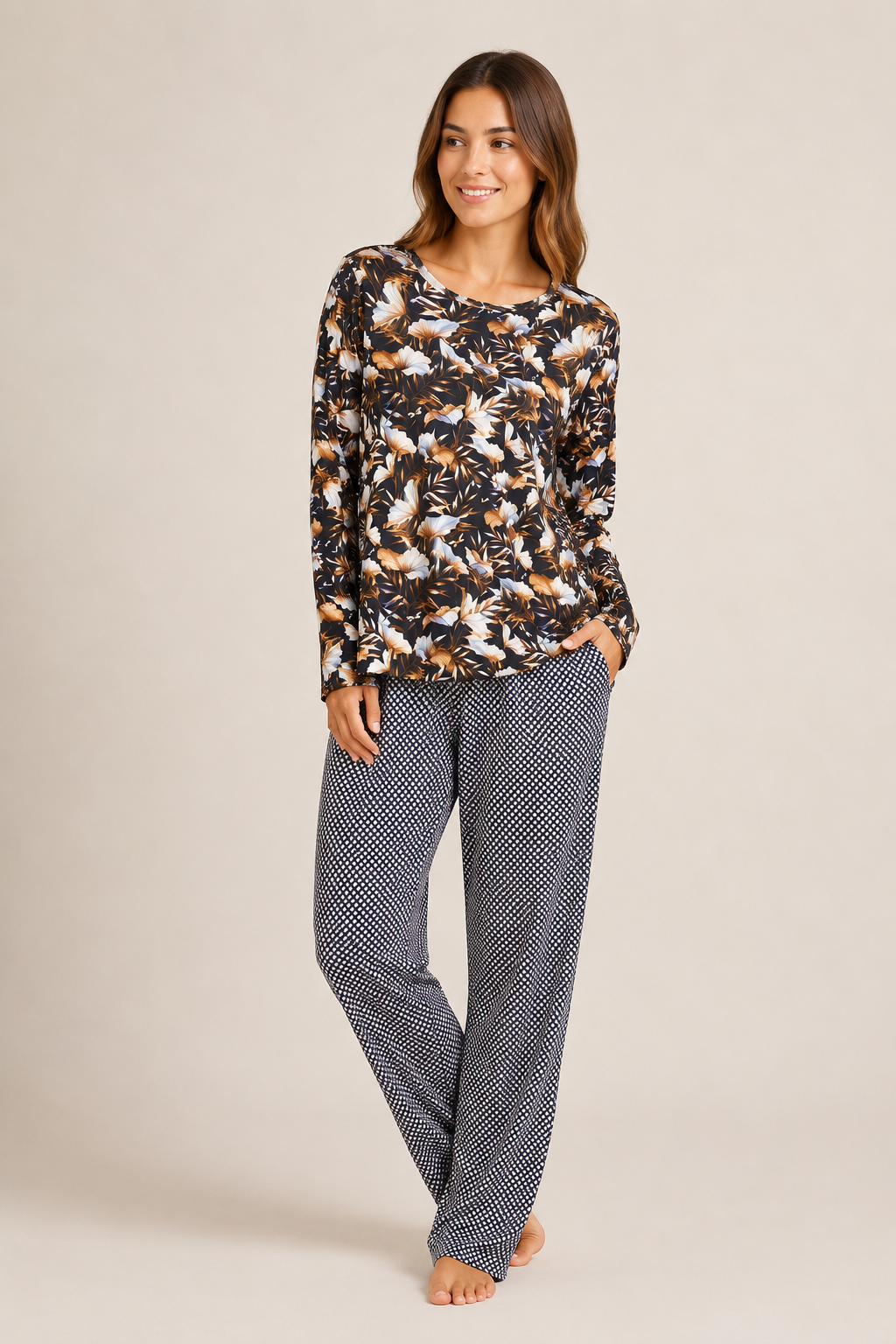 Pijama Mariana Pantalón 100% algodón Premium - Venus Noire Collection
