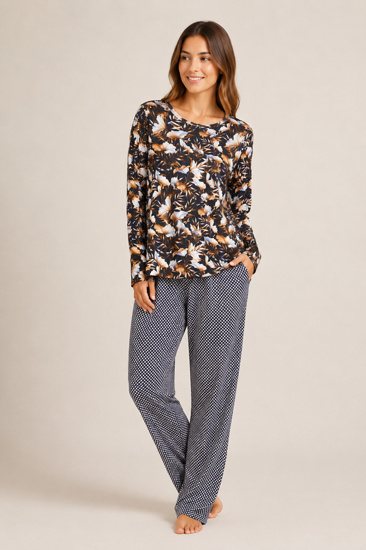 Pijama Mariana Pantalón 100% algodón Premium - Venus Noire Collection