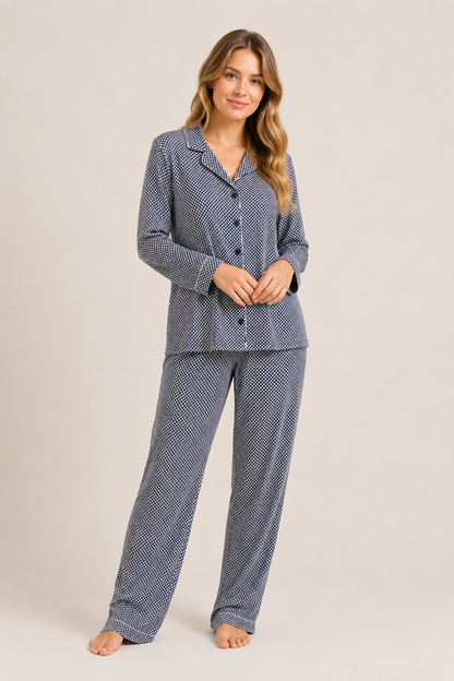 Pijama Monalisa Geometrico Pantalón 100% algodón Premium - Venus Noire Collection
