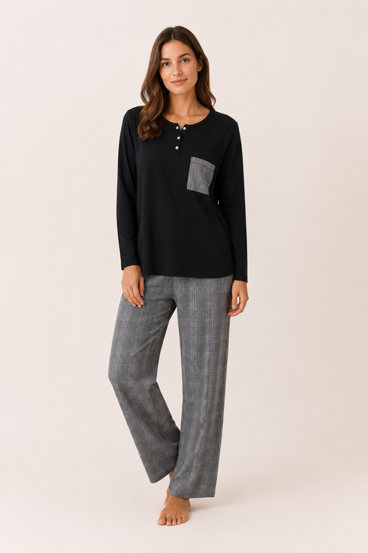 Pijama Luna Pantalón 100% algodón Premium - Principe de Gales Collection