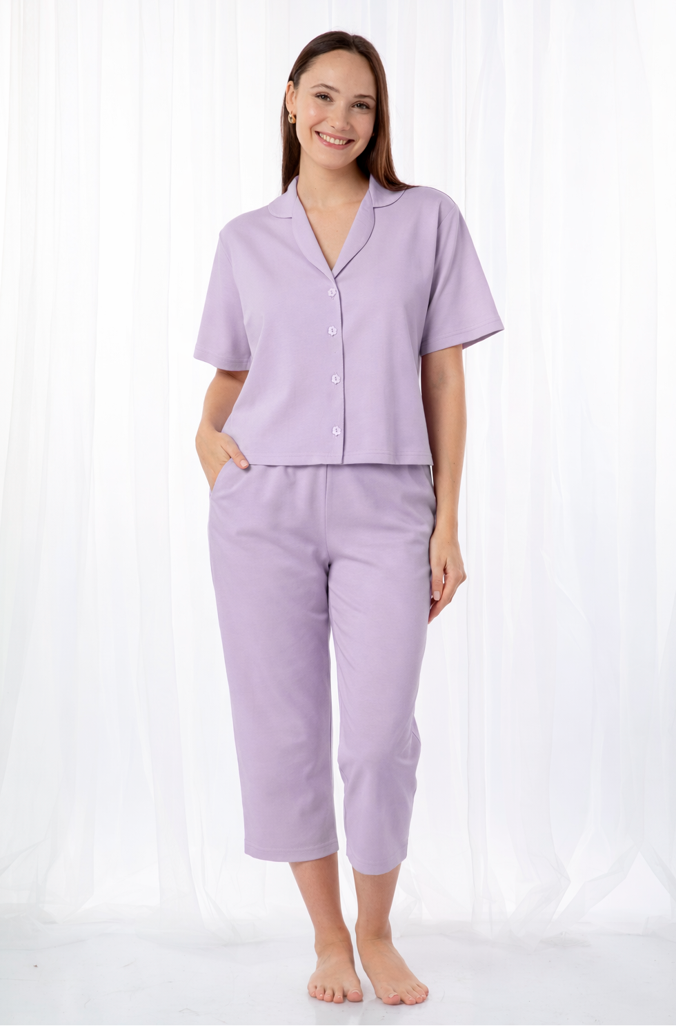 Pijama Salomé Culotte 100% algodón premium - Sólido Lila