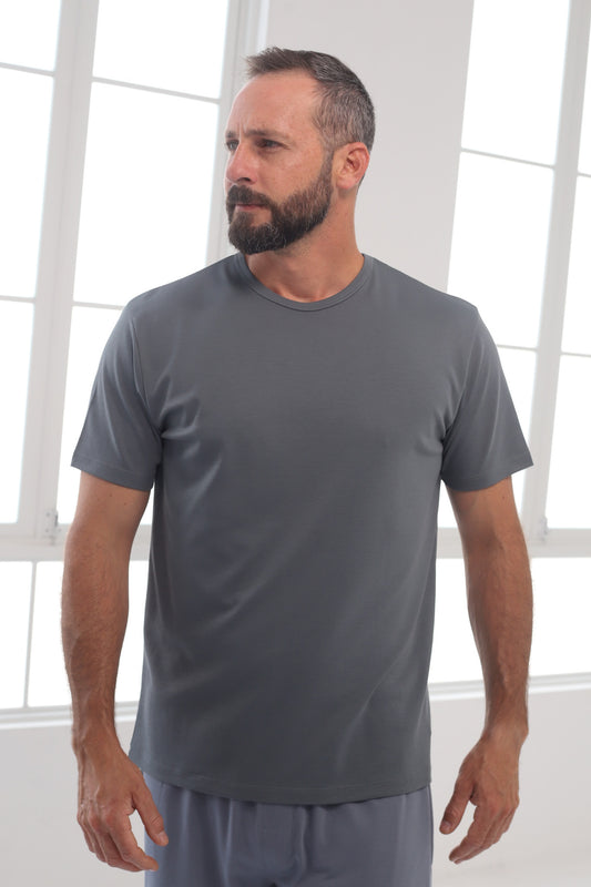 Polo Piero manga corta gris verdoso 100% algodón pima premium