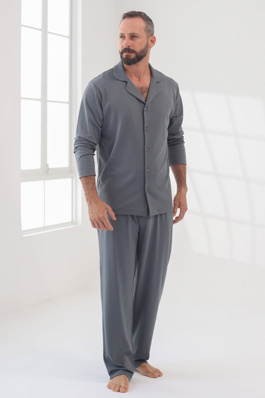 Pijama Doménico Pantalón 100% algodón Premium - Sólido Gris Verdoso