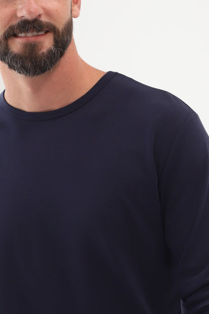 Polo Piero manga larga azul 100% algodón pima premium