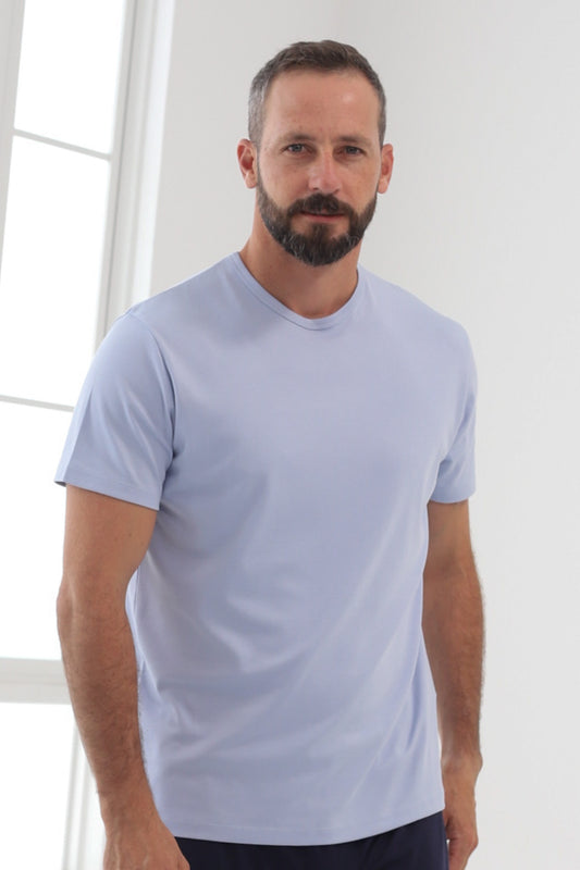 Polo Piero manga corta celeste 100% algodón pima premium