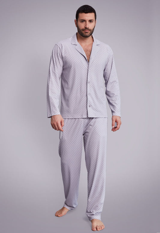 Pijama Doménico Pantalón 100% algodón Premium - Flor de Lis Gris Collection