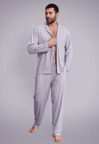 Pijama Doménico Pantalón 100% algodón Premium - Flor de Lis Gris Collection