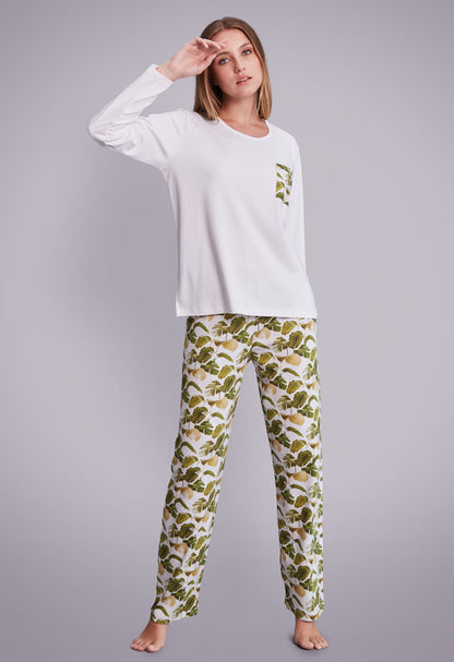 Pijama Mariana Pantalón 100% algodón Premium - Ever Green Collection