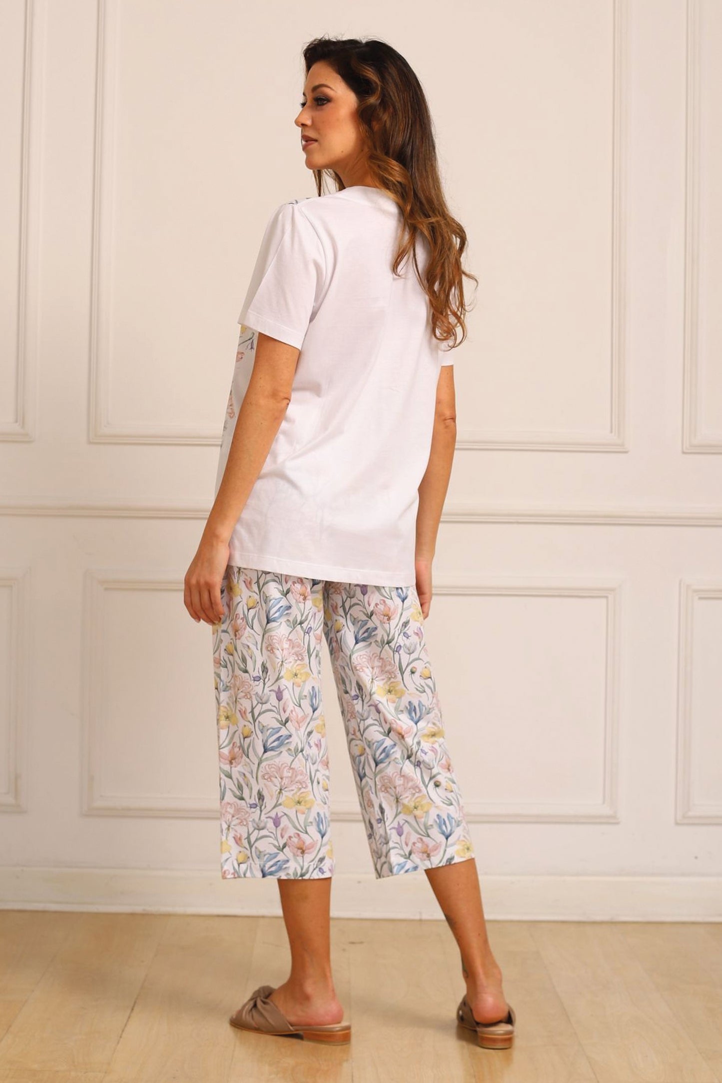 Pijama Diana Culotte 100% algodón Premium -  Il Giardino White Collection