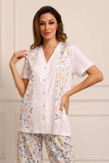 Pijama Diana Culotte 100% algodón Premium -  Il Giardino White Collection