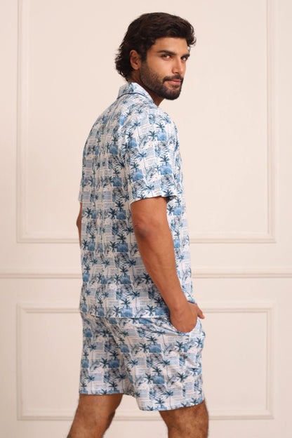 Pijama Domenico Short 100% algodón Premium - Paraíso Azul Collection