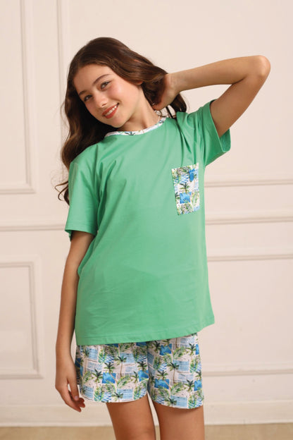 Pijama Marianita Short 100% algodón Premium - Paraíso Verde Collection