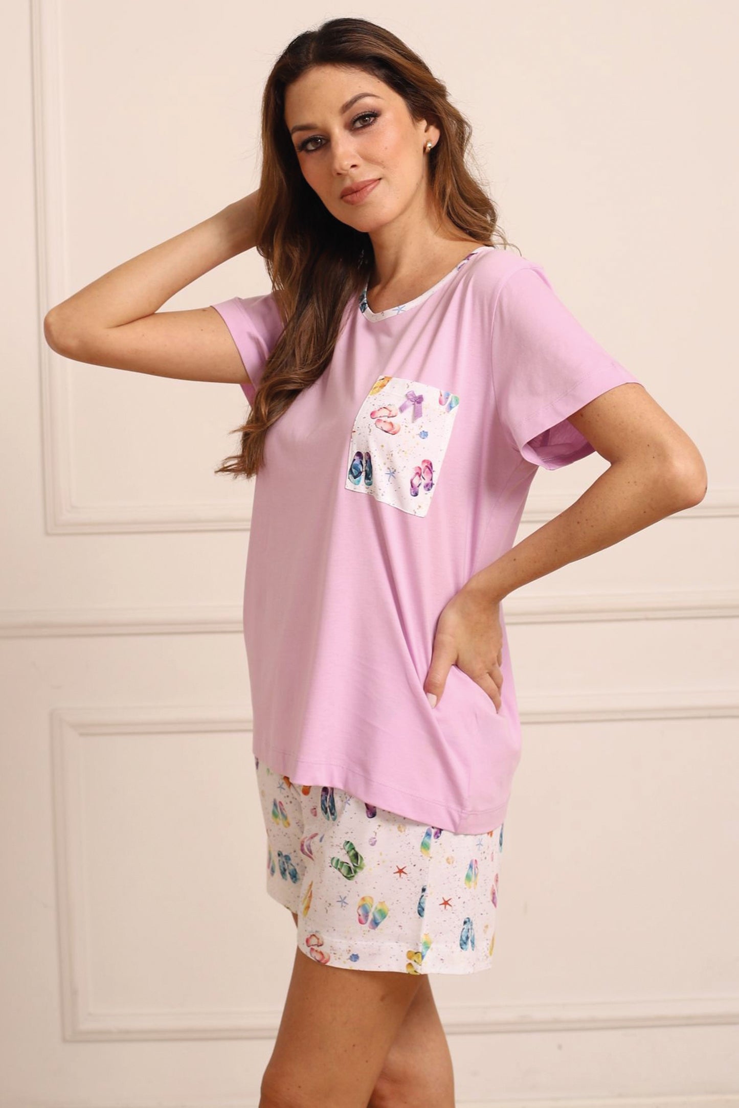Pijama Mariana Short 100% algodón Premium - The Beach Lila Collection