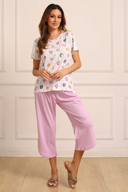 Pijama Mariana Culotte 100% algodón Premium - The Beach Lila Collection