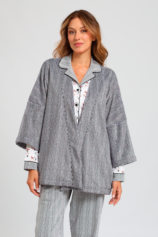 Kimono Fleece - Rayas Irregulares