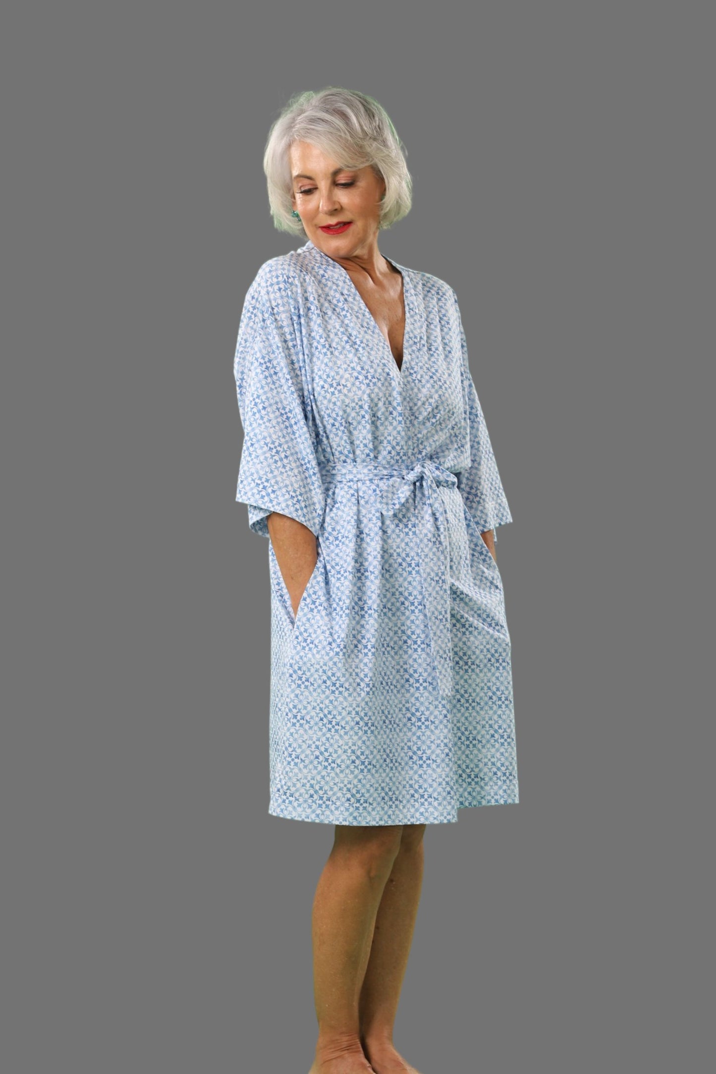 100% Premium Cotton Kimono - Azulejos Collection