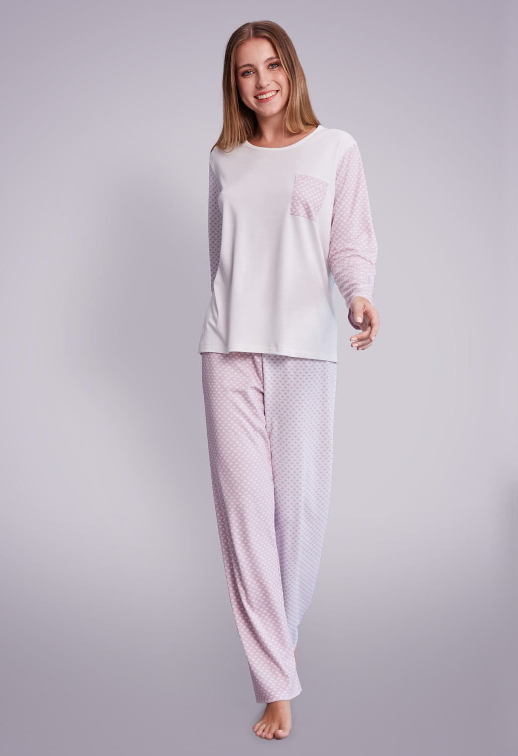 Pijama Mariana Pantalón 100% algodón Premium - Flor de Lis Rosa Collection