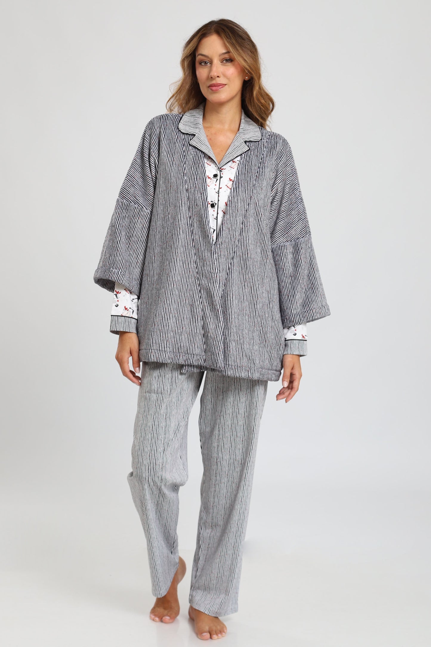 Kimono Fleece - Rayas Irregulares
