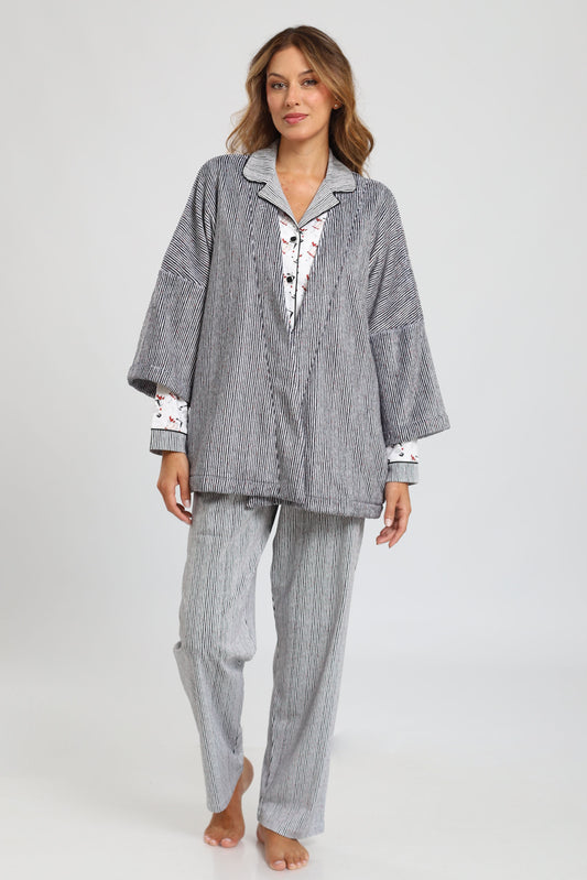 Kimono Fleece - Rayas Irregulares