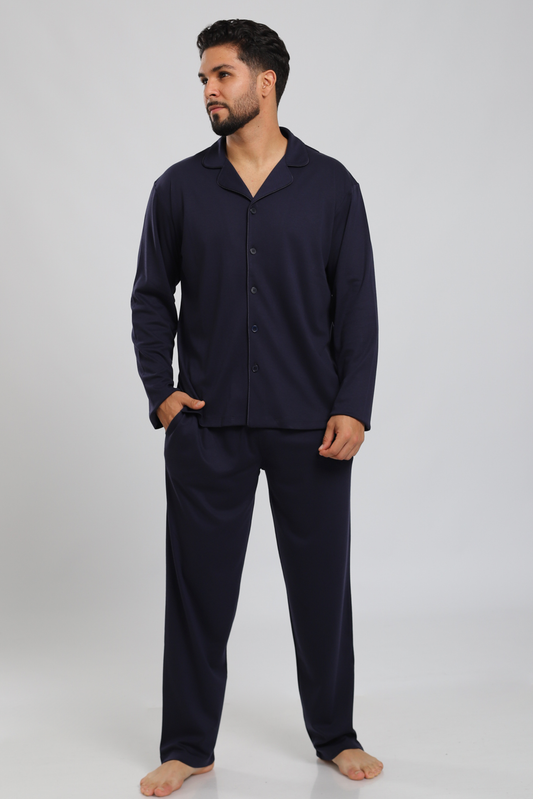 Pijama Doménico Pantalón 100% algodón Premium - Sólido Azul