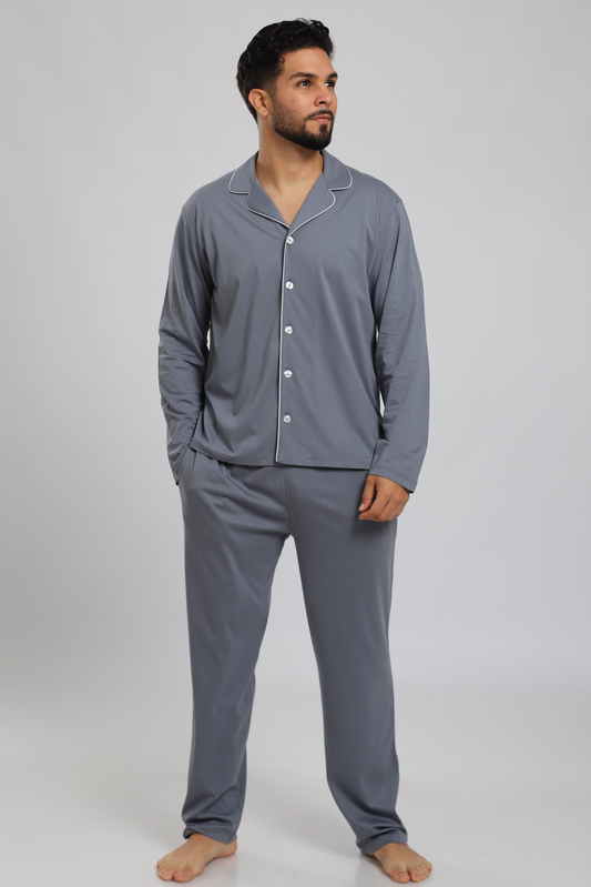 Pijama Doménico Pantalón 100% algodón Premium - Sólido Gris