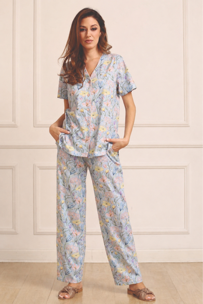 Pijama Diana Pantalón 100% algodón Premium - Il Giardino Blue Collection