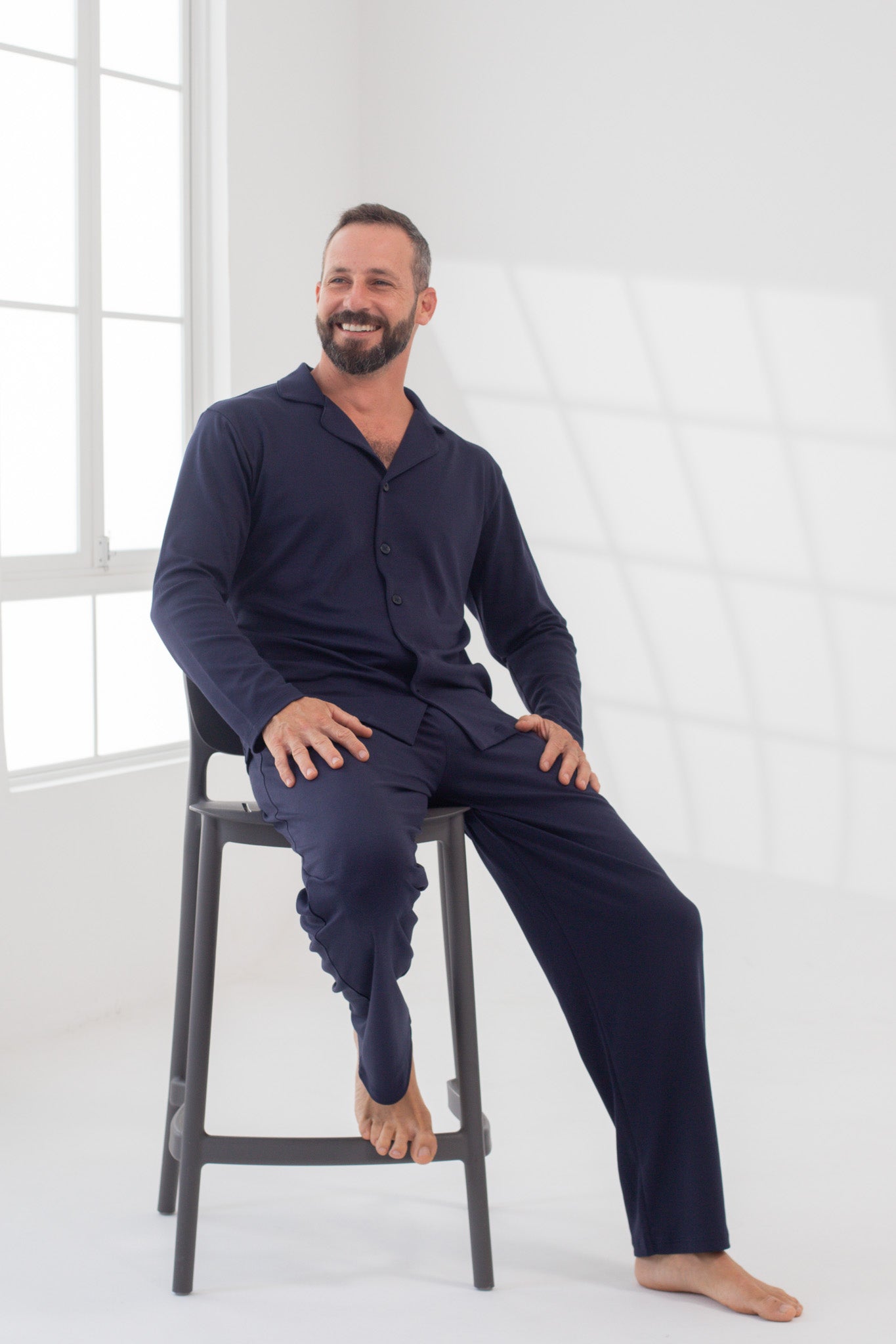 Pijama Doménico Pantalón 100% algodón Premium - Sólido Azul