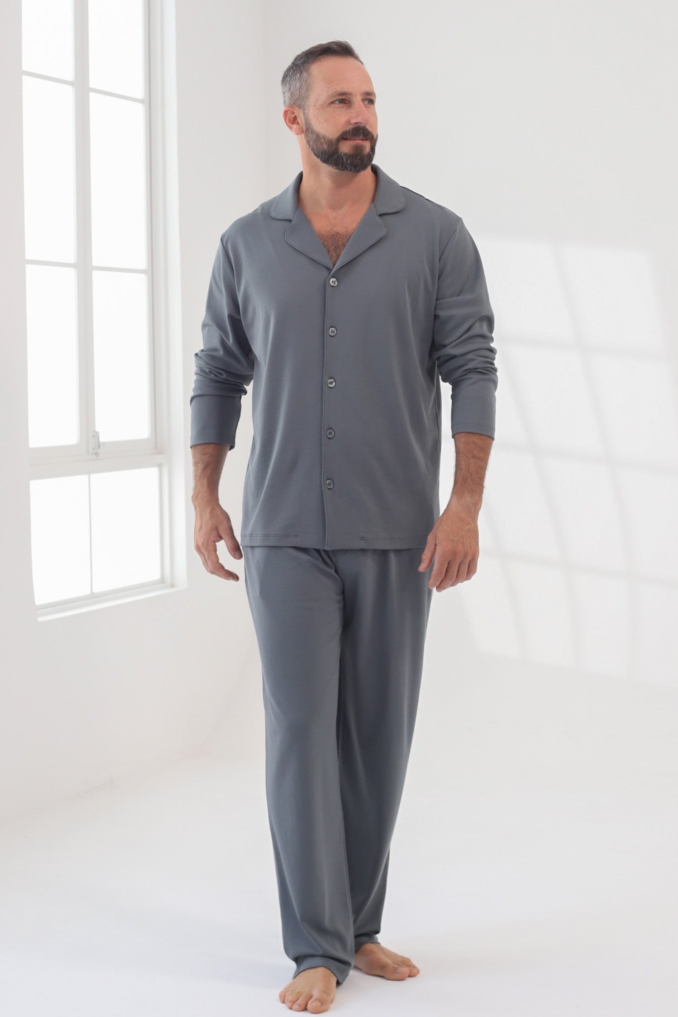 Pijama Doménico Pantalón 100% algodón Premium - Sólido Gris Verdoso