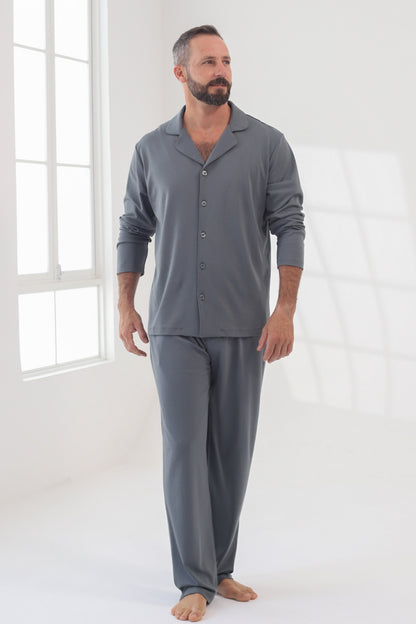 Pijama Doménico Pantalón 100% algodón Premium - Sólido Gris Verdoso