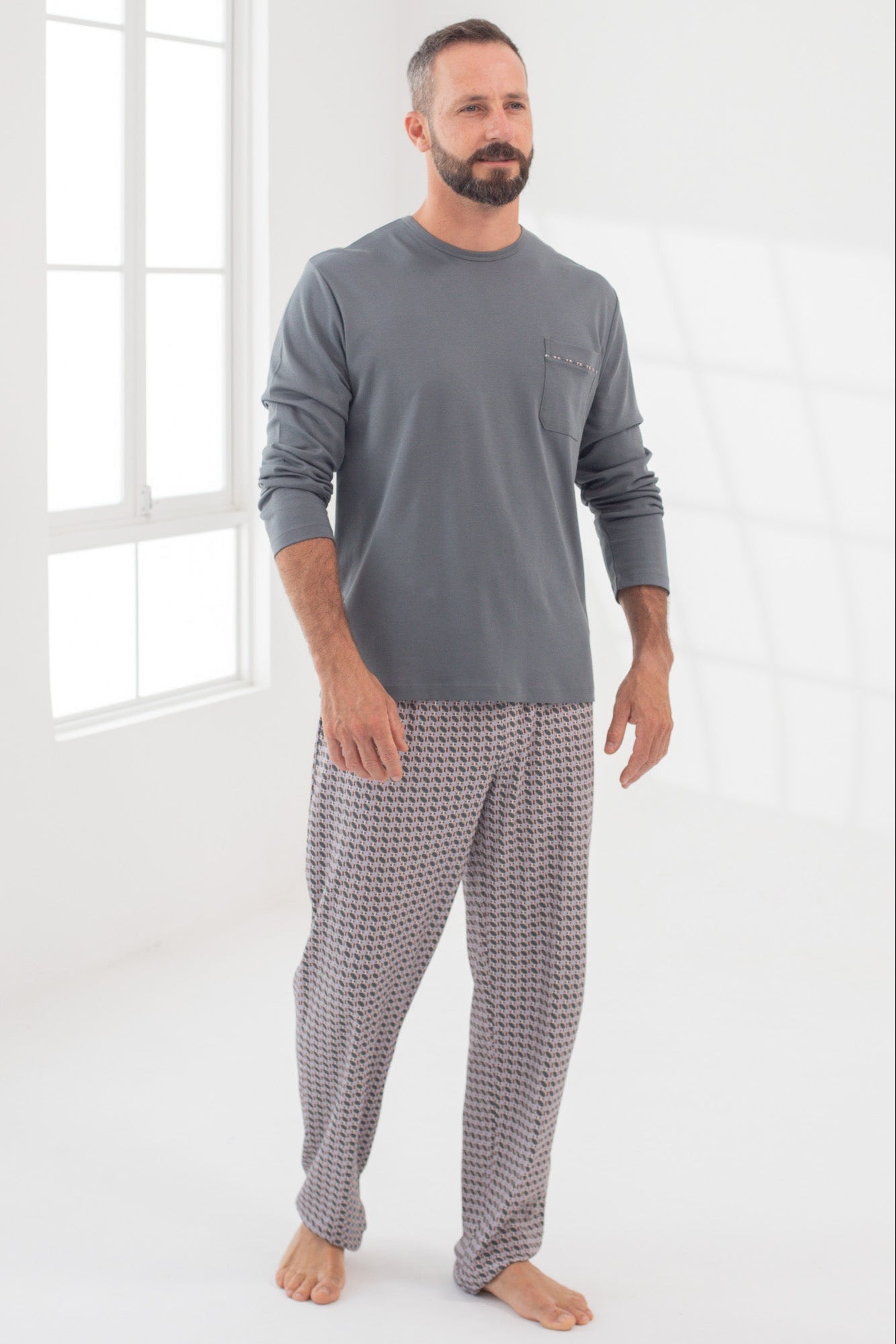 Pijama Piero Pantalón 100% algodón Premium - Mosaico Grey