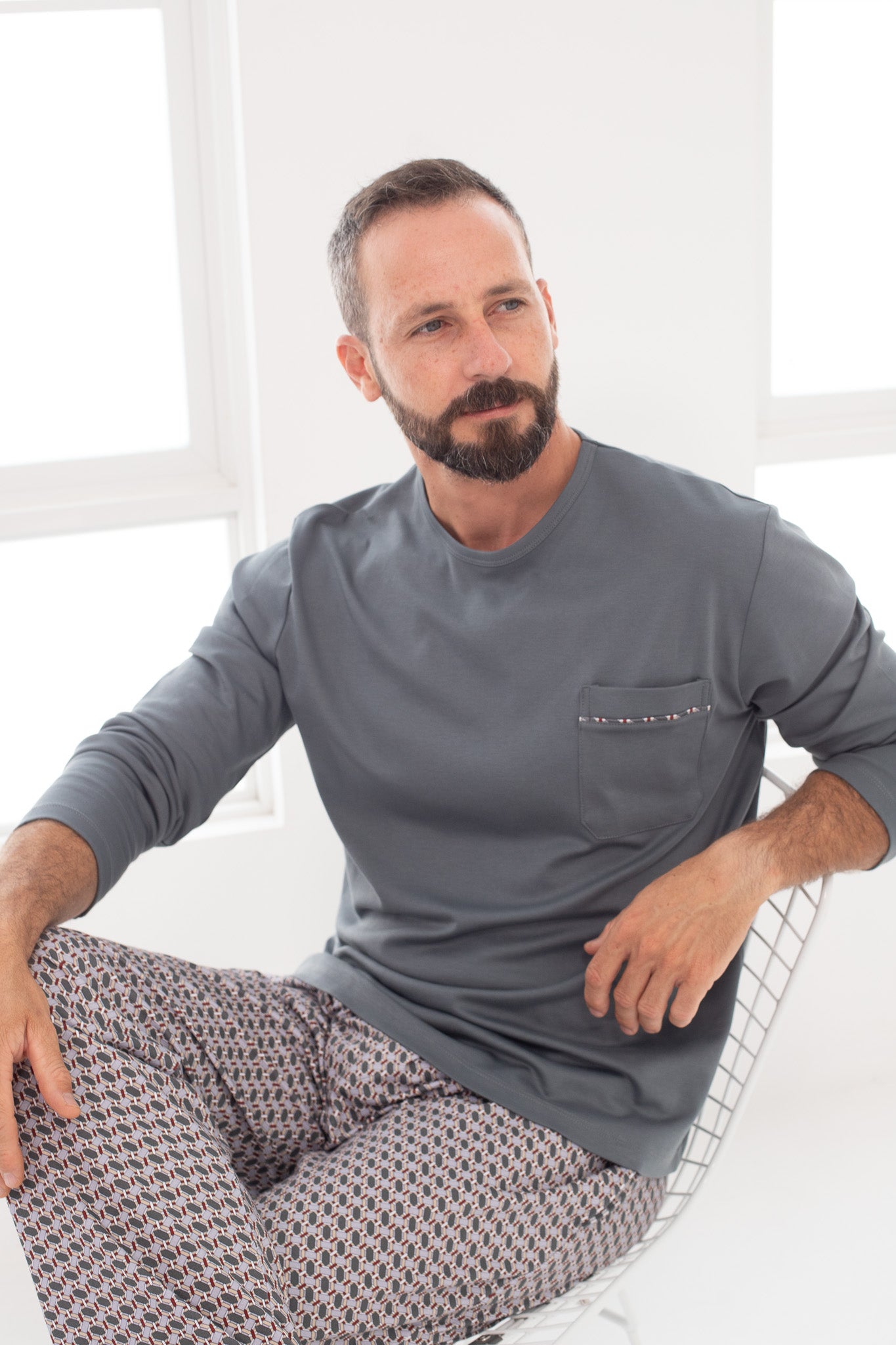 Pijama Piero Pantalón 100% algodón Premium - Mosaico Grey