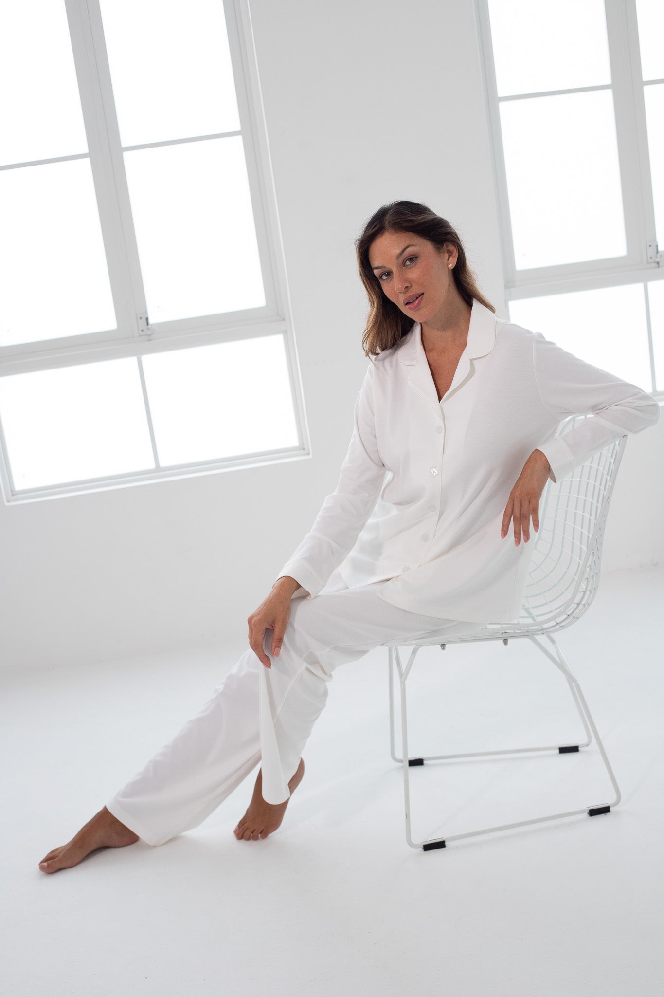 Pijama Monalisa Pantalón 100% algodón Premium - Sólido  Perla