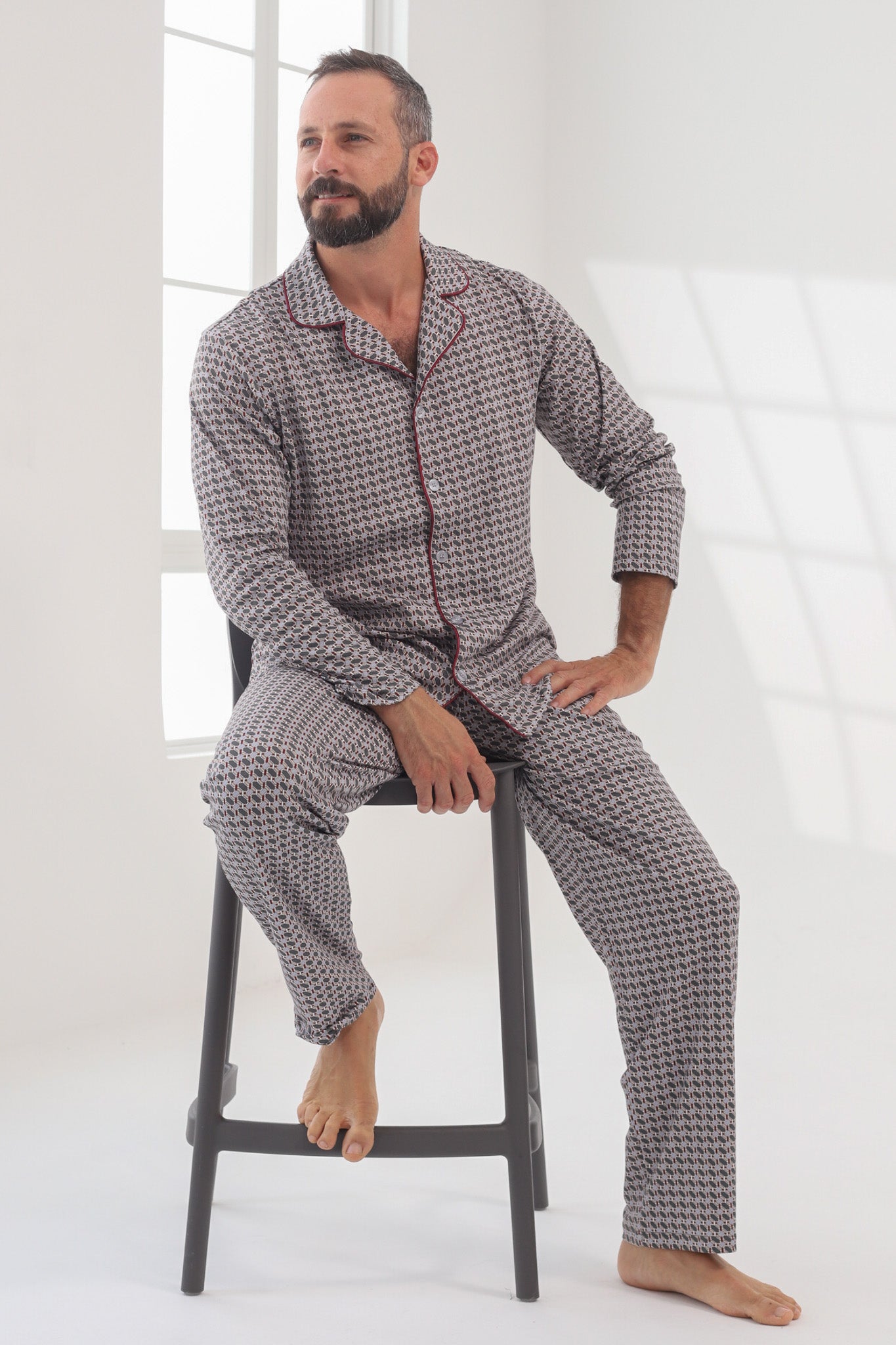 Pijama Doménico Pantalón 100% algodón Premium - Mosaico Grey