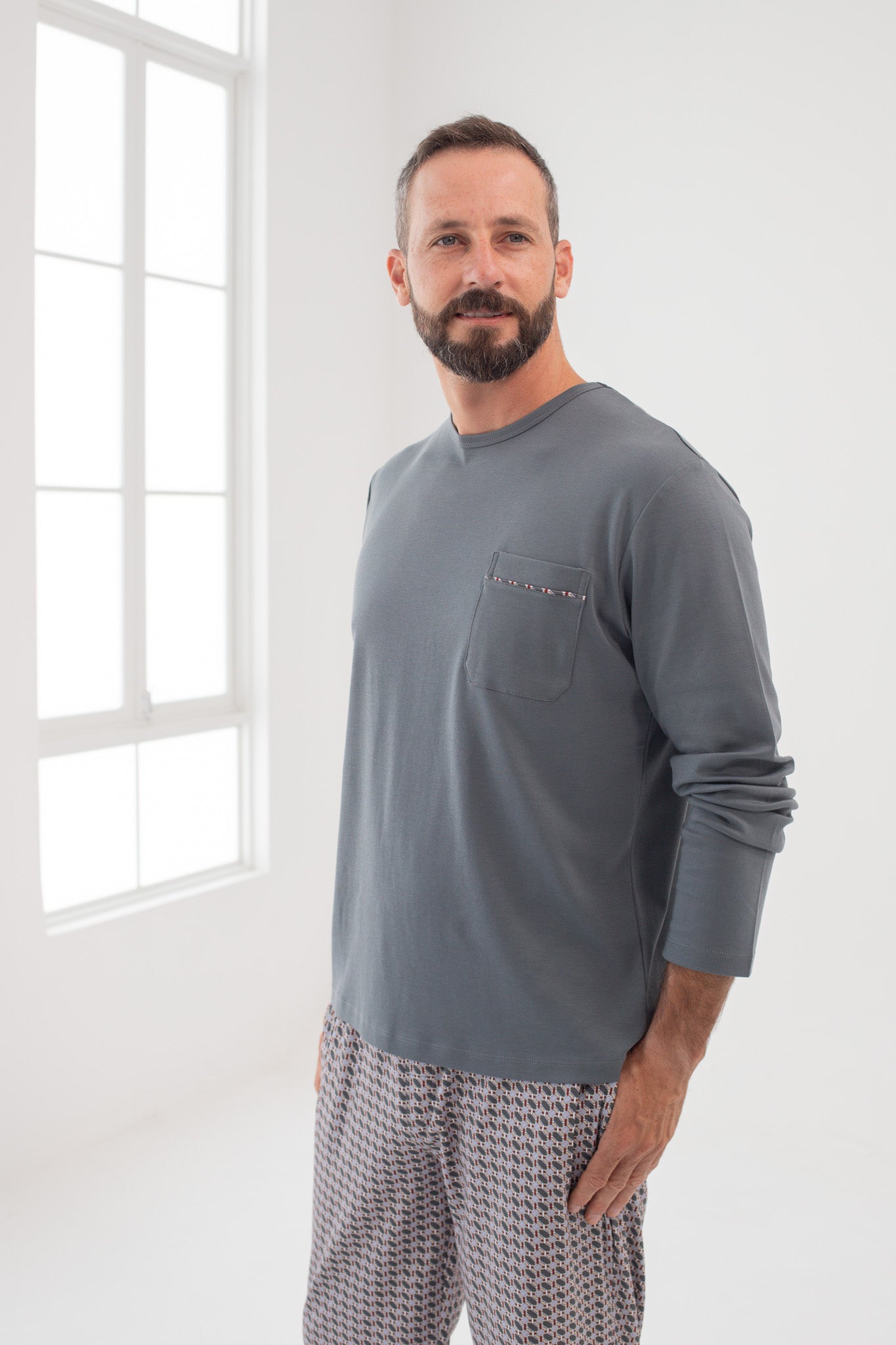Pijama Piero Pantalón 100% algodón Premium - Mosaico Grey