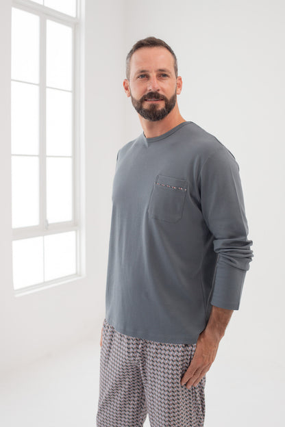 Pijama Piero Pantalón 100% algodón Premium - Mosaico Grey