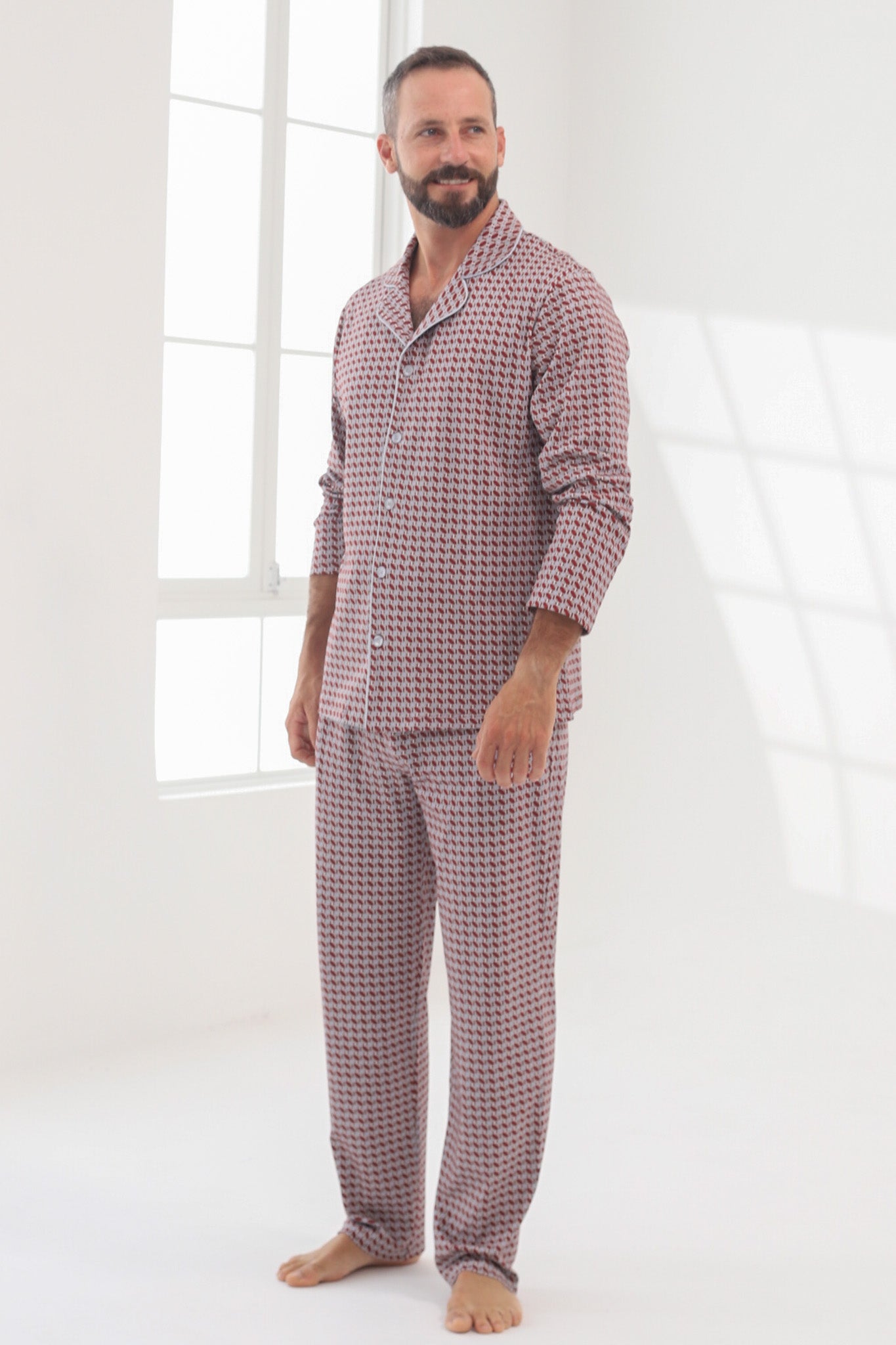 Pijama Doménico Pantalón 100% algodón Premium - Mosaico Red