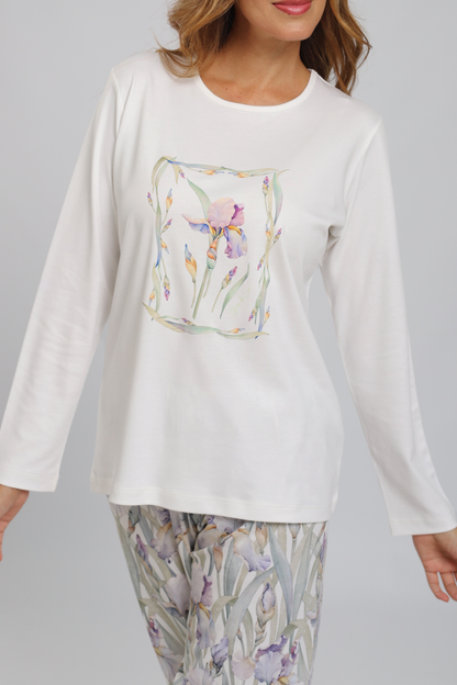Pijama Mariana Pantalón 100% algodón Premium - Lirios Collection
