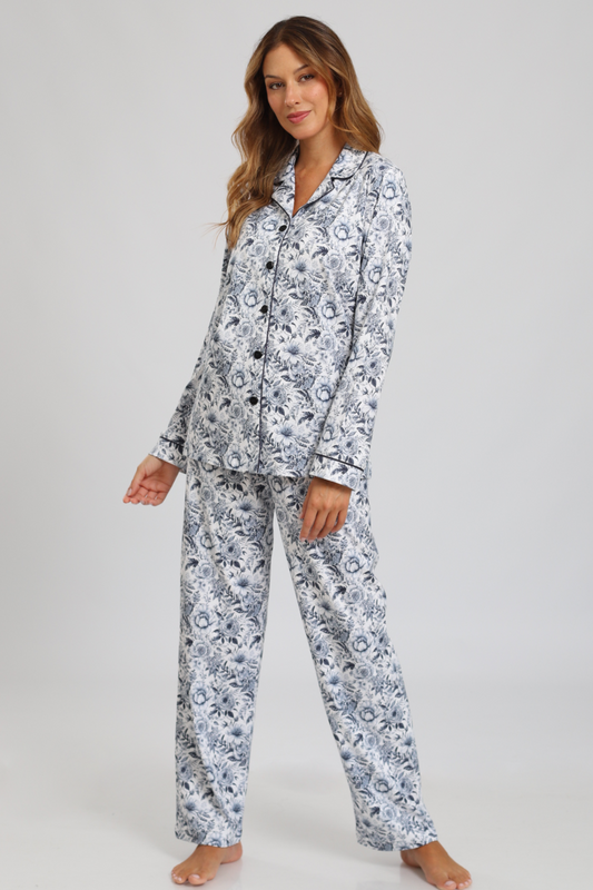 Pijama Monalisa Pantalón 100% algodón Premium - Claidior Blue Collection